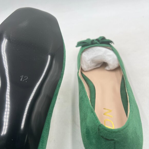 YDN Green Block Low Heel Loafers Square Toe Tassel Fringed Pump Slip On Shoe - Picture 6 of 8